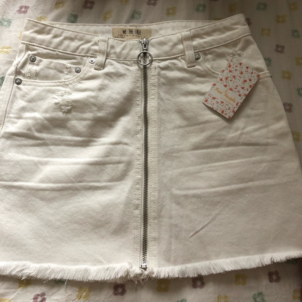 Free People NWT White Denim Mini Skirt